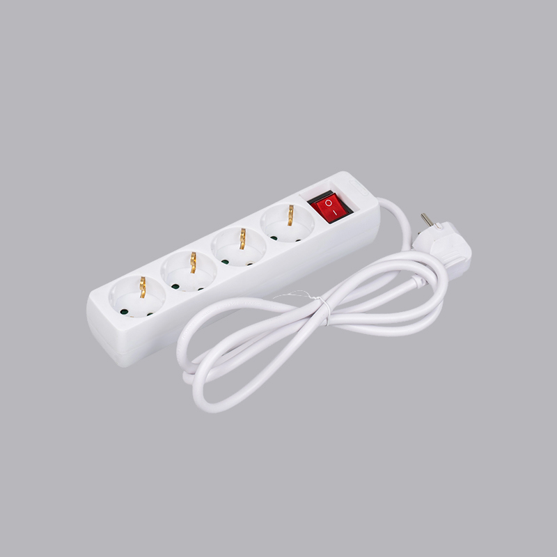 LOB-04K German type rectangular shaped 4-way power strip na may switch na Multi-Socket