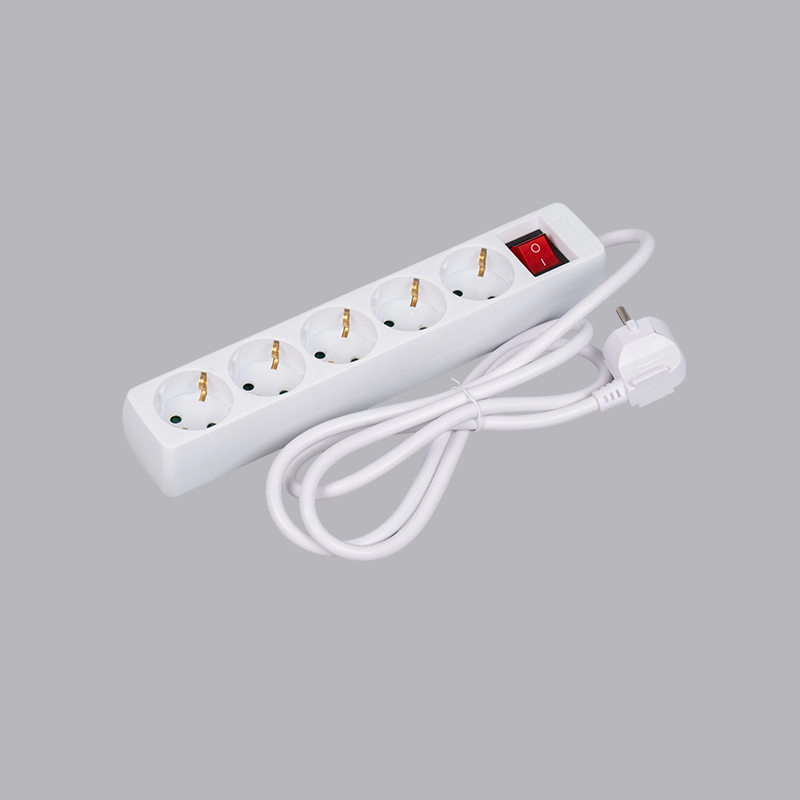 LOB-05K German type rectangular shaped 5-way power strip na may switch Multi-Socket