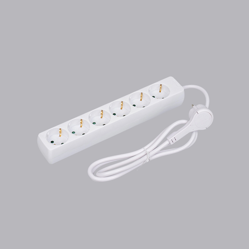 LOB-06L German type rectangular shaped 6-way power strip na may pull ring Multi-Socket