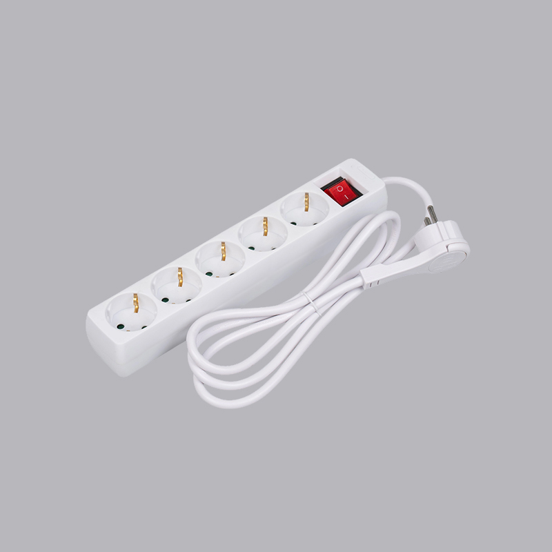 LOB-05KL German type rectangular shaped 5-way power strip na may pull ring at switch Multi-Socket