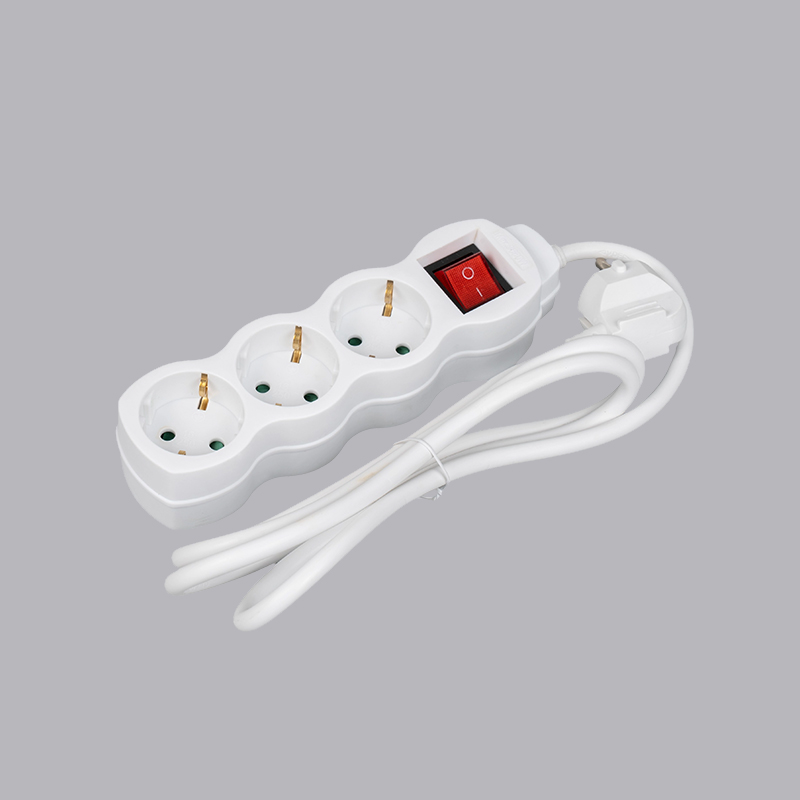 LOG-03K German type gourd shaped 3-way power strip na may switch Multi-Socket