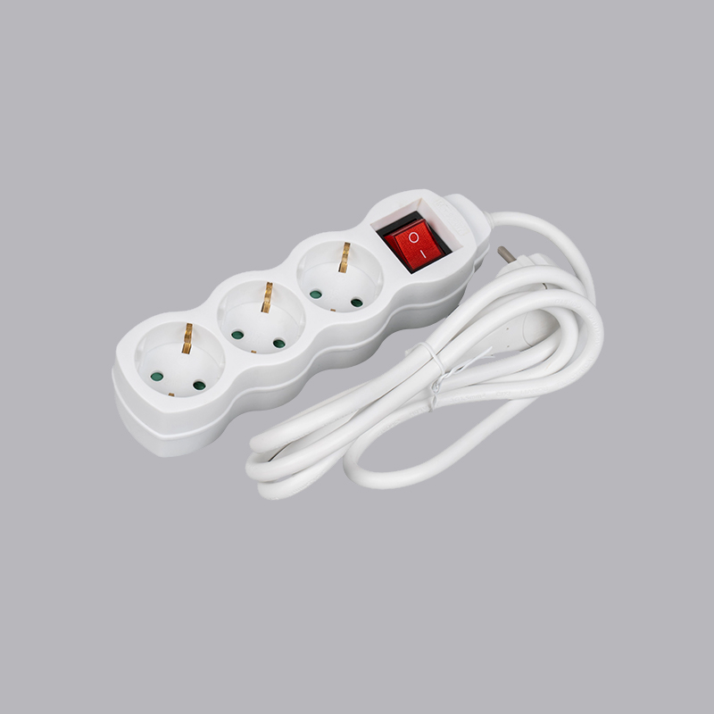 LOG-03KL German type gourd shaped 3-way power strip na may pull ring at switch Multi-Socket