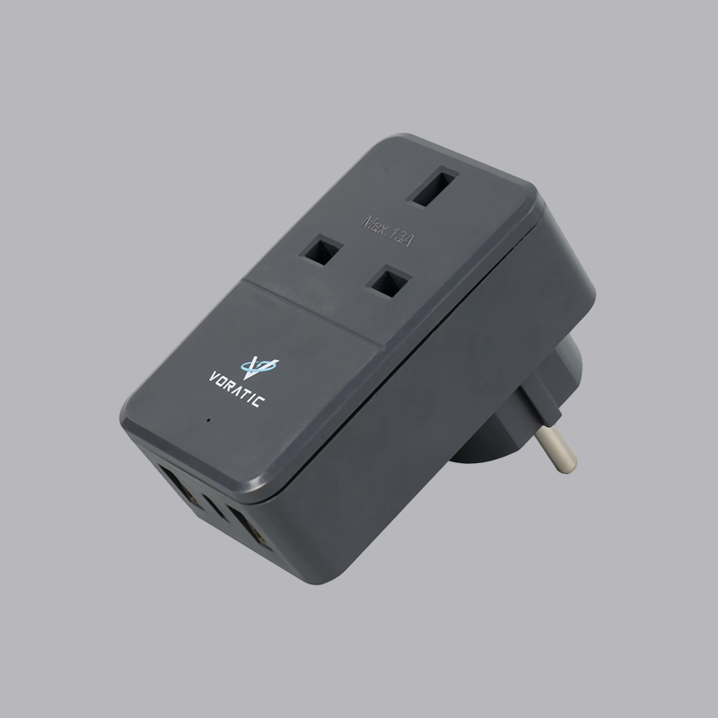 VT-925-DE UK sa Germany, 1 socket, 2 USB port, 1 typeC port adapter