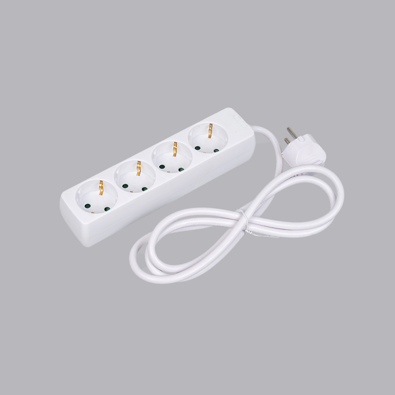 LOB-04 German type rectangular shaped 4-way power strip Multi-Socket