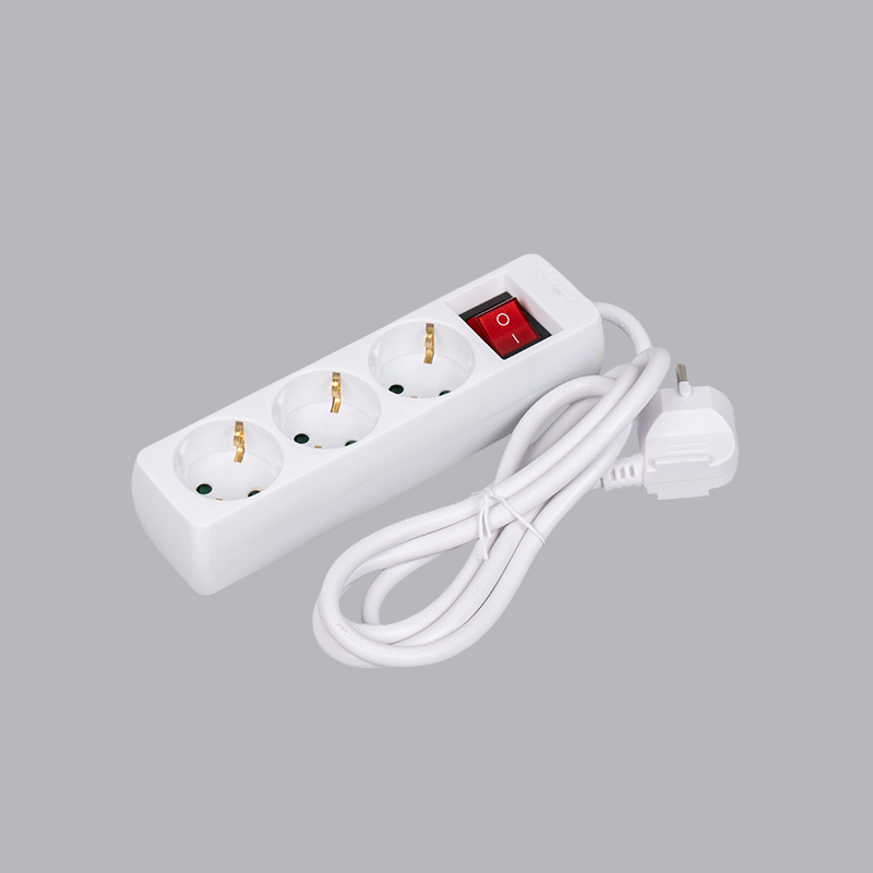 LOB-03K German type rectangular shaped 3-way power strip na may switch na Multi-Socket