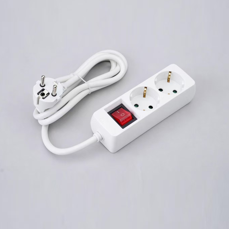 LOB-02K German type rectangular shaped 3-way power strip na may switch na Multi-Socket