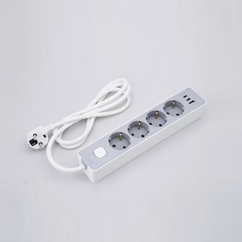 LOB-05K-AC German type 5-outlet power strip na may switch, PD fast charger, 1 USB-A at 2 Type-C port na Multi-Socket