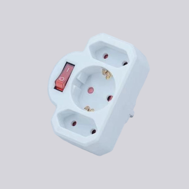 G01-01/2K german type isang round plug, dalawang flat plug, na may switch adapter